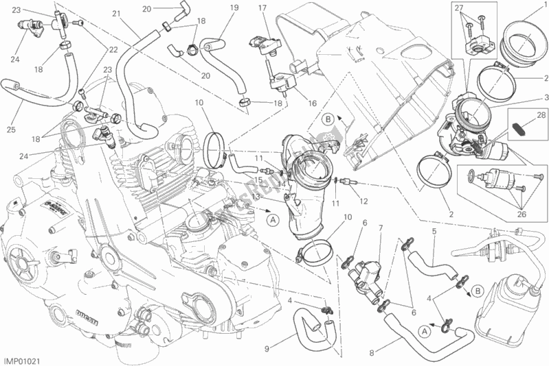 All parts for the Throttle Body of the Ducati Scrambler Cafe Racer Thailand USA 803 2018